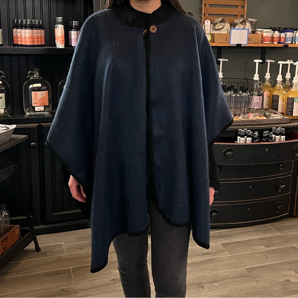 Baby Alpaca Navy Blue Poncho